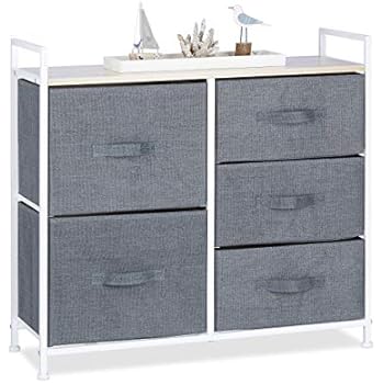 Relaxdays Regalsystem, 5 Stoff-Schubladen, HxBxT: 77,5 x 83 x 29 cm