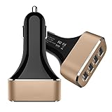 Material: Aluminium Hykis Aluminium 4-Port-Handy-Ladeger?t Universal-9.6a 48W USB Quick Charge Auto-Ladeger?t Adapter f¨¹r alle Smartphone [Gold]