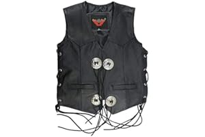 EURO STARS Kinder Lederweste Kanchoo, Biker Lederkutte, Club Lederweste, Chopper Lederkutte, Rockerweste, Rindleder Kutte Leather Vest black (2XL, Schwarz)