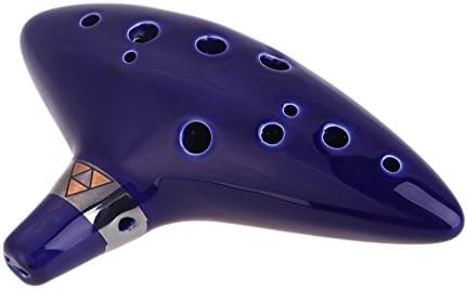 TOOGOO(R)12 Hole Ceramic Ocarina Alto C Vessel Flute Wind Musical Instrument Legend of Zelda with Gig Bag Music Score Blue