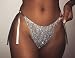 Produktbild Swallowuk Damen Sexy Pailletten Bikini Badehose Mini Tanga Rüsche Badeanzüge G-String Unterwäsche (M, Silber)