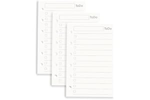 AXEWOODZ Confezione da 3 fogli di carta di ricambio per raccoglitore, formato A7, con 6 fori, 135 fogli/270 pagine, ricaricabile, per agenda A7 (A7, lista delle cose da fare)