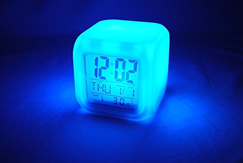 Chamäleon Wecker 7 Farben Led + Thermometer Lcd Neu #149 - 5