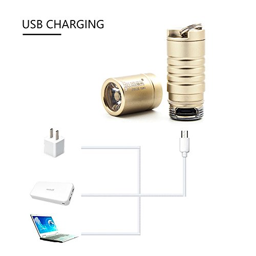 WUBEN Mini Taschen Taschenlampe leistungsstarke Lampe Zoomable 130 Lumen echt getestet wasserdicht wiederaufladbar mit USB neue CREE LED Schlüsselbund Flashlight enthalten Batterie Aluminiumlegierung - 4