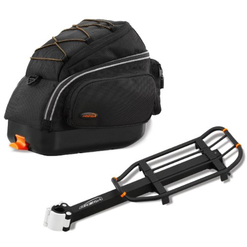 Ibera Fahrrad-Gepäckträgertasche und Gepäckträger Set, Bicycle Quick-Release PakRak Mini Commuter Bag und Seat-Post Rack - 2