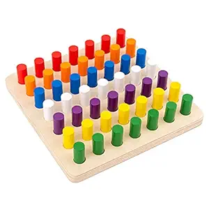 Toyshine Wooden Plug and Learn 49, Color Shape Sorting Stacking Toy for Kids, Learning Educational, Creative Toy for boy Girl Toddler 2-5 Year Old