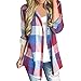 Produktbild HWTOP Damen Oberteil, Langarm Hemd, Chiffon Kariertes Hemd Bluse, Arbeitshemd V-Ausschnitt Kleid, Farbe Lose Freizeithemd, Frühlings-und Herbst Tops, Elegant Sexy Lang T-Shirt (Rot, M)