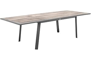 Hespéride HES-171147 Table Extensible ECP 10p pécan et Graphite Pavane Lin, Aluminium, Large