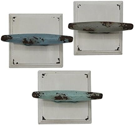Set of 3 coat hooks Docking Cleats Blue Wood and Metal