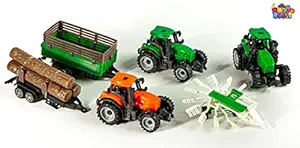 BEAU STUTI Farm Vehicles Farm Tractor Free Wheel Toy Tractor Farm Truck Toy Vehicle Plastic Model Car Set with Farm Tools Agricultural Vehicles for Kids 3 PC Tractor.