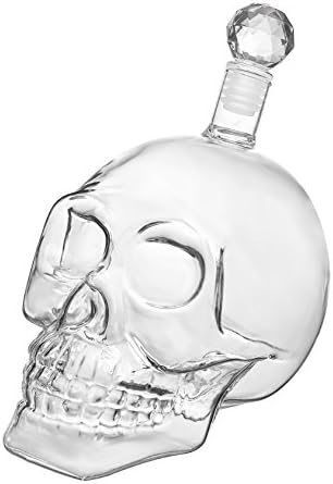 Skull Carafe - Skull Glass Bottle with Cork [350ml, 550ml or 1000ml] Skull Head Glass Carafe for whisky, wine and spirits, 550 ml