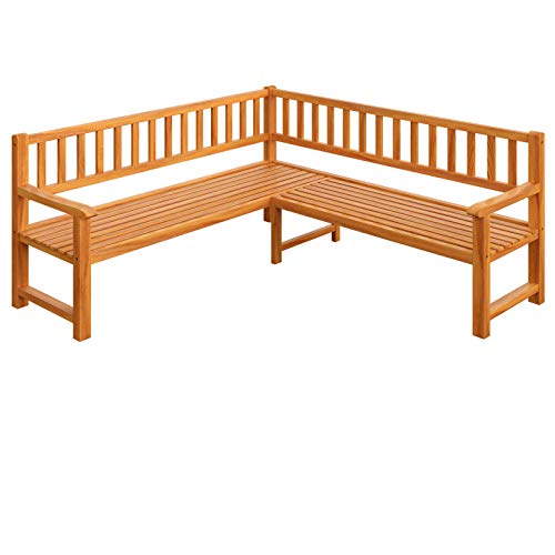 Deuba Banco de esquina de madera de eucalipto 145x145cm mueble con