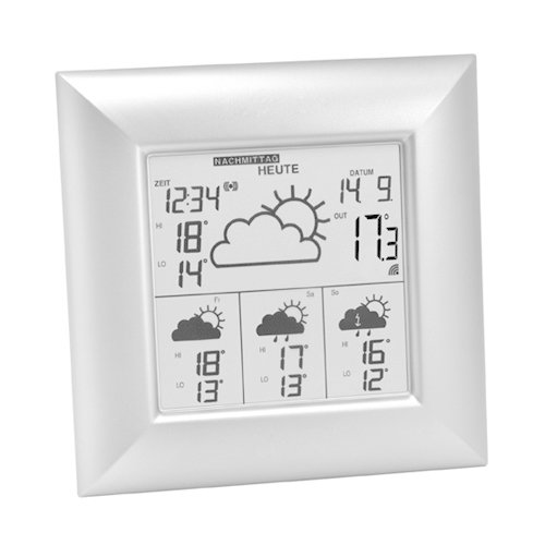 Technoline, WetterDirekt Wetterstation WD 4000 mit Innen-/ Außentemperaturanzeige, Wettervorhersage für 4 Tage und Wetterdaten für über 50 Regionen