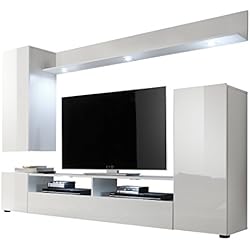 Maisonnerie 1396-945-01 Ensemble Meuble TV Design Dos Blanc Ultrabrillant LxHxP 208 x 165 x 33 cm