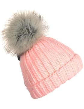 Miuno® Kinder Kunstfell Bommelmütze Strickmütze mit Teddyfutter Mk1163