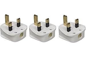 PIXIPALS 3pcs UK 3 Pin Plug, Fused Plug, 3 Pin Plug Uk With Cord Grip Rewireable 13 Amp Plugs UK White Plugs Uk Heavy Duty Electrical Plug UK 13 A Fused Main Plugs For Home, Office Electrical Appliances