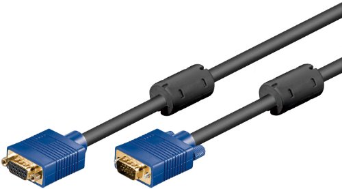 2 Stück, Wentronic Monitorverlängerung (15-polig HD Stecker auf 15-polig HD Buchse, XGA, SVGA) 5m schwarz