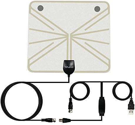 lndoor TV Antenna, HHX 50/80 Miles Amplified HDTV Antenna for Digital TV with Detachable Amplifier Singnal Booster, USB Power Supply, 13.7ft Coaxial Cable (2017 Upgraded Version) (50 Miles, tTransparent)