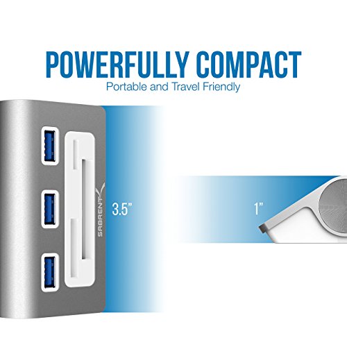 Sabrent USB HUB Premium 3 Port Aluminium USB 3.0 Hub mit Multi-In-1 Kartenleser (30 cm Kabel) für iMac, MacBook, MacBook Pro, MacBook Air, Mac Mini, oder jeder PC (HB-MACR) - 6