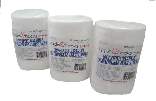 AppleCheeks Flushable Biodegradable Nappy Liners 300 Sheets (3 Rolls)