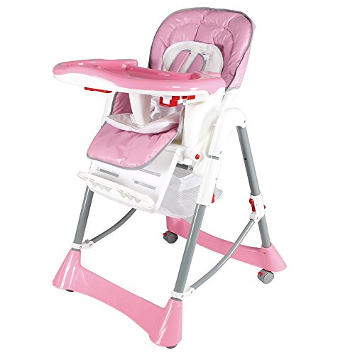 Sungle® Multifunctional Foldable Baby Highchair Adjustable Chair 6 Colours (Pink)