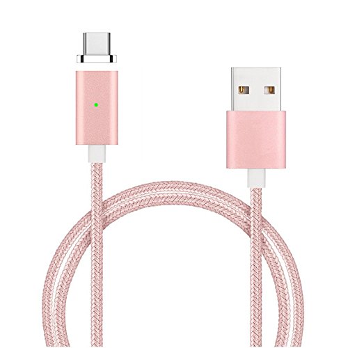 [Die neue Version]Magnet USB C Kabel auf USB 3.0 A- Lebenslange Garantieserie -TUOYA Magnetisches USB-C Ladekabel- Fast Charging-Magnetisches Type C Ladekabel Kabel - Type C Datenkabel Hochwertig mit LED Statusanzeige für Android Smartphones OnePlus 3 Huawai Mate Honor Google Pixel Nexus HTC Xperia Samsung Galaxy Type-C-Geräten (1*Pack Pink)