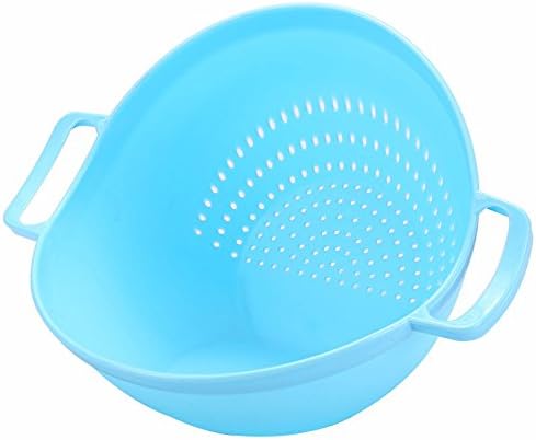 LOSTRYY Plastic tray fruit plate round with round lid dry fruit bowl simple atmosphere dipped double fruit turtle, blue 21.5 * 26.5CM