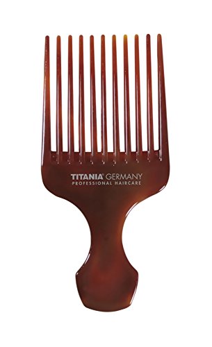 TITANIA Afrokamm, Groß mit Griff, Circa 15 cm, Havanna, 1er Pack (1 x 30 g)