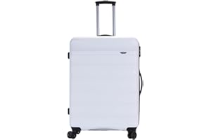 GinzaTravel Valigia rigida leggera con 4 ruote doppie e bagagli da viaggio con serratura a combinazione, bianco, Medium:24IN(66*43*27CM), Valigia