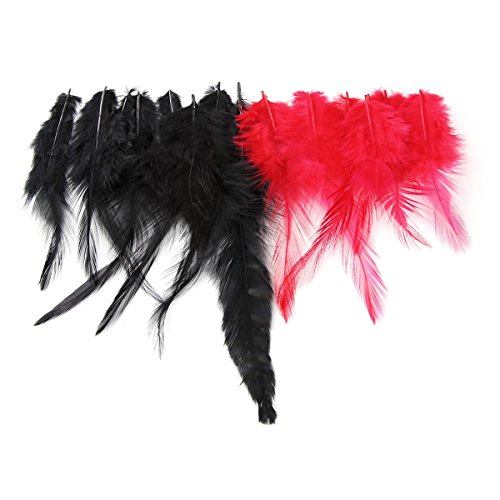 PICCOLINO Deko-Federn - Hahnen / Hühnenfedern Rot-Schwarz-Mix, ca. 9-14cm, 15 Stück