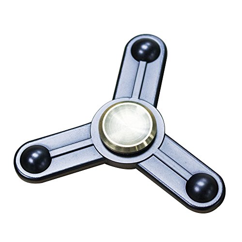 Haehne Tri Fidget Hand Spinner Toy, Metal Material Stress Reducer High Speed Ceramic Bearing Finger Toy - Perfect for ADD / ADHD / Anxiety / Autism & Stress Relief, Office Desk Gadget (Black)