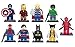 Produktbild 9 x Set of Marvel DC Minifigures with Bases Avengers Super Hero Spiderman Superman Batman Iron Man Hulk Thor Wolverine Deadpool Mini Figures Fits Lego