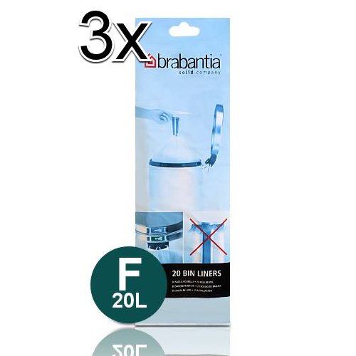 3x Brabantia Smartfix 20 l (F) Slimline, 20 Müllbeutel