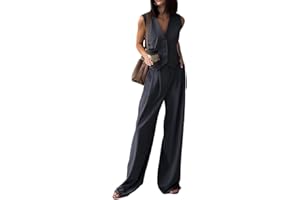 ticticlily Tailleur Donna Eleganti Estivi 2 Pezzi Tailleur Pantalone Tuta Tute Complete Gilet con Bottone e Pantaloni A Vita Alta Casuale Chic Abbigliamento da Lavoro Tempo Libero Streetwear