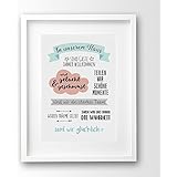 Kunstdruck ungerahmt, Familie in unserem Haus, Hausordnung pastellfarben