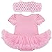 iiniim Baby Girls Newborn Infant Tutu Romper Outfit Clothing with Bowknot Hair Clips Headband Pink 0-3 Months