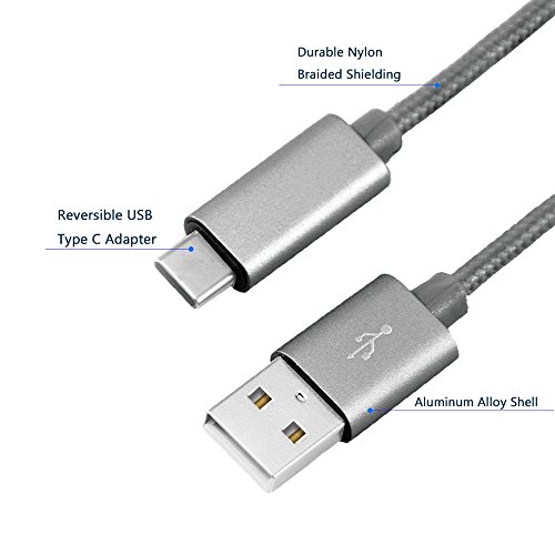 USB Type-C Kabel Nylon-lebenslange Garantie-TUOYA USB-C Ladekabel auf USB3.0 mit Nylon, Daten & Lade Type-C Datenkabel mit Aluminium Stecker für Samsung Galaxy S8 / S8 Plus, LG G5, Lumia 950xl/950, Nexus 5x/6p, OnePlus 3, und andere Type-C unterstützte Geräte (2pack-3,3ft/1m, Grau) - 2