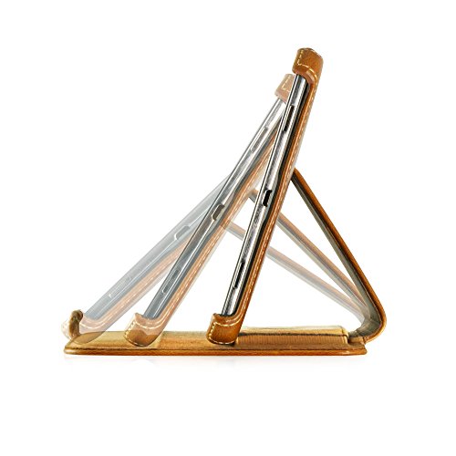 Leicke MANNA UltraSlim Samsung Galaxy TabPRO 8.4 Hülle | Case aus Kunstleder, braun mit farblich abgesetzter Naht | aufstellbare Tasche mit EasyStand | CleverStrap Handgurt | Autosleep Funktion | Schutzhülle für Samsung Tab Pro 8.4