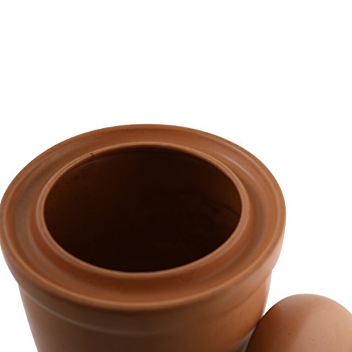 axentia Mehrzwecktopf 20 cm – Keramiktopf mit Deckel – Rumtopf in Braun – Einlegetopf aus Keramik – Steinzeugtopf zum Einlegen – Gurkentopf mit Reliefdekor, 7 Liter - 3