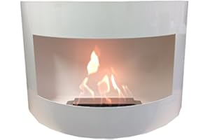 KAMINBAU MIERZWA Monaco Curved, caminetto a gel/bioetanolo da parete, lucido e curvo, con 24 pietre decorative