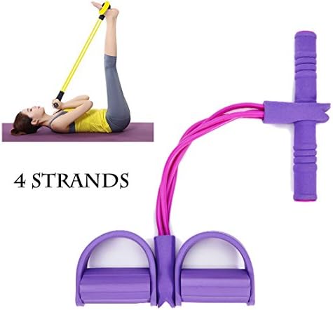 Haolong Men and Women Home Fitness Resistance Bands Yoga Sports Equipment for Belly Abdomen Waist Arm Leg Exercise, Multifunction Leg Stretching Slimming Exerciser Sit-up Bodybuilding Expander,purple 4 strands