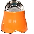 Goofy Tails Orange Elevated Dog Bowl| Melamine & Stainless Steel Dog Food Bowl with Anti-Skid Base| Dog Feeding Bowl for Cocker Spaniel & Long Eared Dogs Dog Bowl (Medium, 520ml)