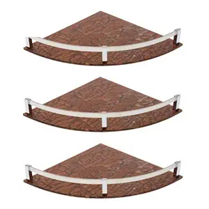 STIMULUS Acrylic Wall Mount Bathroom Corner with Ss Patti Size-9x9,Colour-Brown (Set of 3 Pcs)