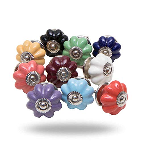 Preisvergleich Produktbild Set of 10 Pumpkin Ceramic Knobs