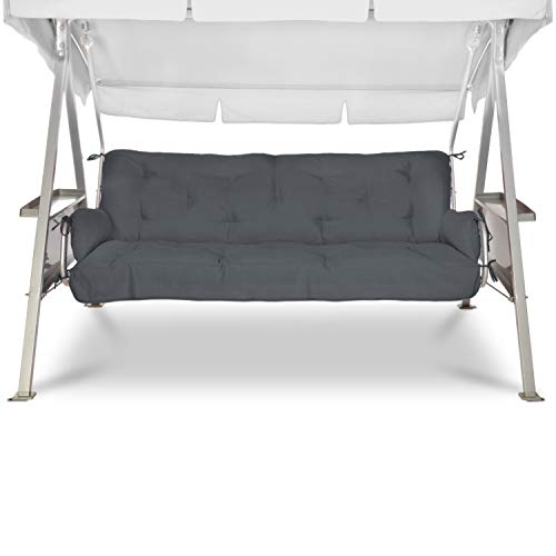 Beautissu Auflagen-Set Flair HS 180x50x8cm für Hollywood-Schaukel Garten-Bank-Auflage Schaumflockenfüllung Graphit-Grau - 4