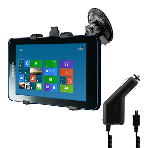 kwmobile KFZ Scheiben Halterung für Lenovo A7-30 (A3300) – PKW Auto Halter mit Saugnapf in Schwarz + Ladegerät - 4