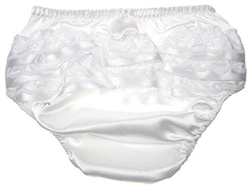 Baby Girls Satin Pants/Infants Satin Frilly Knickers Lace and Ribbon Trims (6-12 Months)