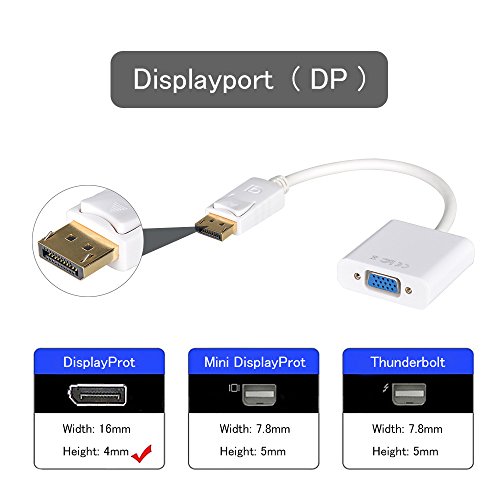 ELUTENG DisplayPort auf VGA Adapter 1080p Full HD DP to VGA Cable Vergoldete Kontakte DisplayPort VGA Kabel Konverter Stecker auf Buchse an Laptop, HDTV, Monitor oder Projektor - 3