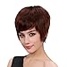 Bigood Inclined bang Fluffy Sexy Temperament Short wig Light brown 22cm