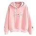 GLEYDY Damen Kapuzenpullis, Frauen Lose Kapuzenpullover Bluse Katzenabdruck Langarm-Mode Hoodie Oberteile Sweatshirt mit Kapuze Pullover Tops,001,S